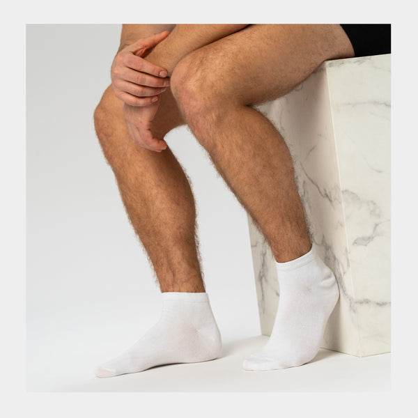 5 Pairs Bamboo Ankle Socks - White