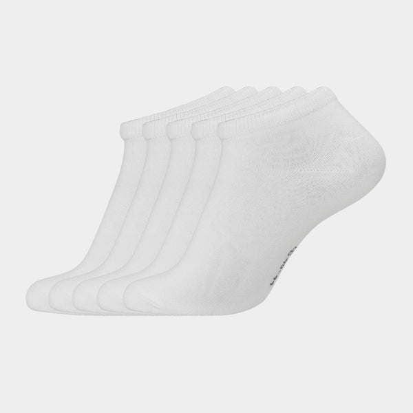 5 Pairs Bamboo Ankle Socks - White