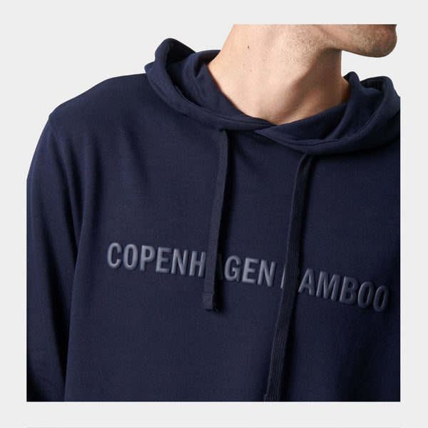 Navy bamboo hoodie with logo