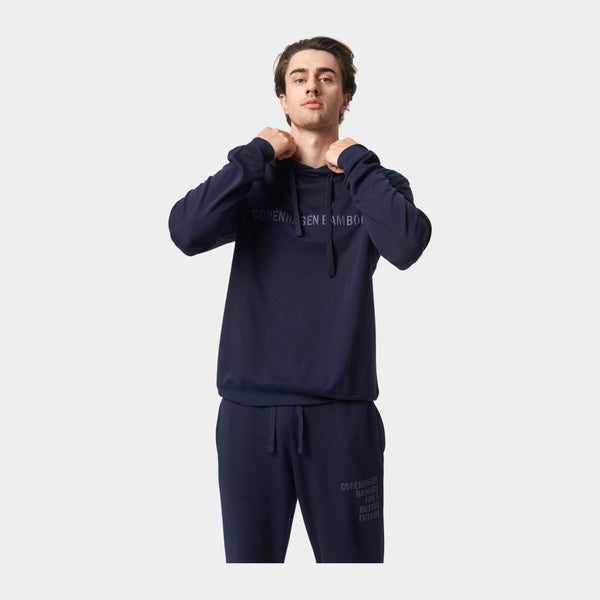 Navy bamboo hoodie with logo