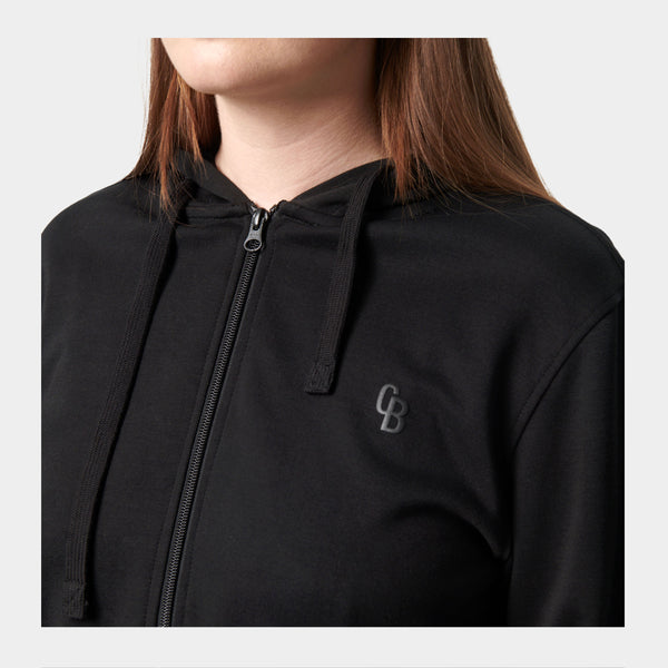 Black bamboo hoodie with zipper