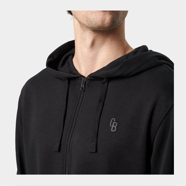 Black bamboo hoodie with zipper