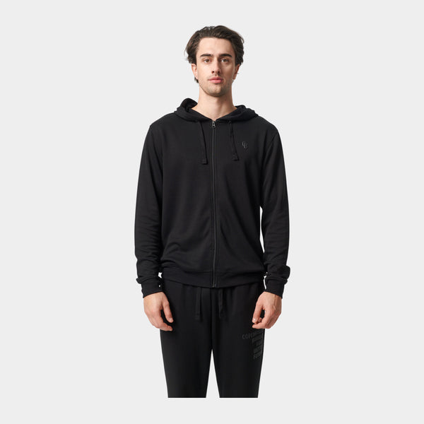 Black bamboo hoodie with zipper