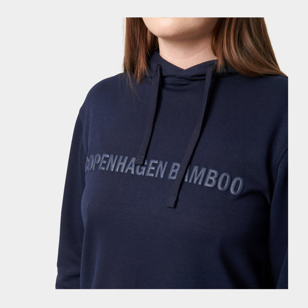 Navy bamboo hoodie with logo