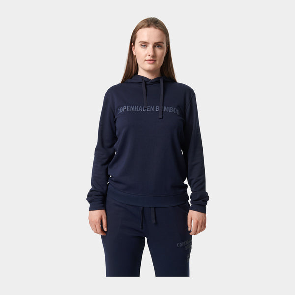 Navy bamboo hoodie with logo