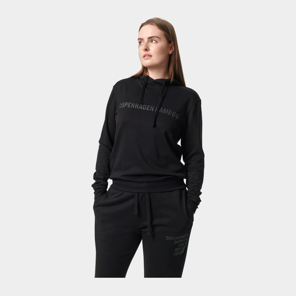 Black bamboo hoodie with logo