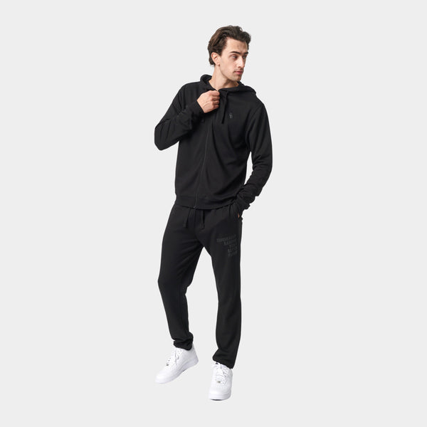 Sort bambus hoodie joggingsæt med lynlås