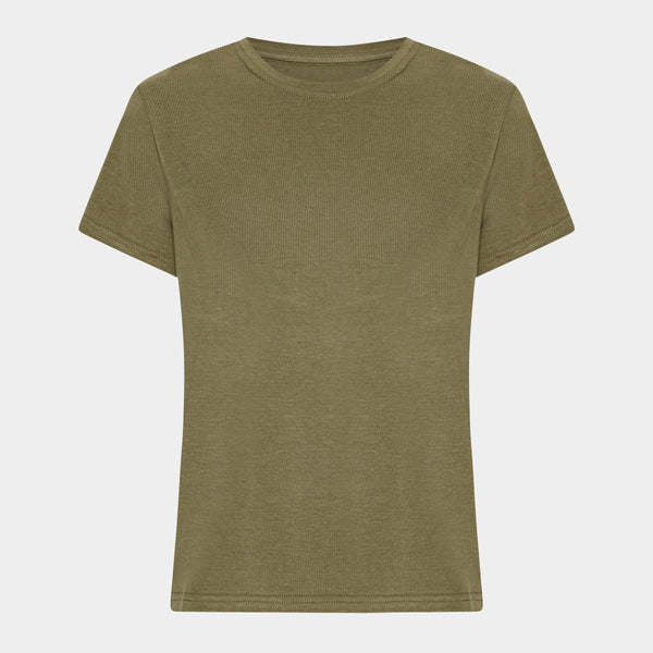 Olive short-sleeved bamboo T-shirt