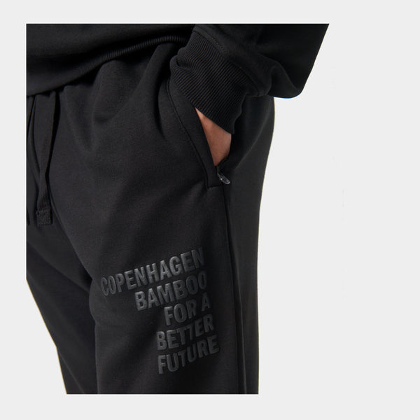 Sort bambus hoodie joggingsæt med lynlås