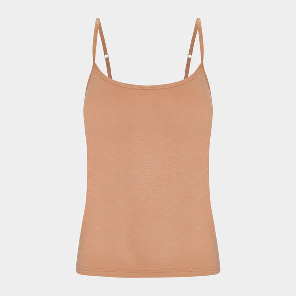 Tan bamboo tops with thin straps - 2 pack