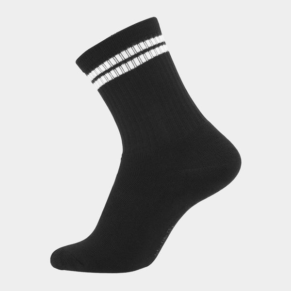 3 pairs of Bamboo Tennis Socks - Black w. white stripes