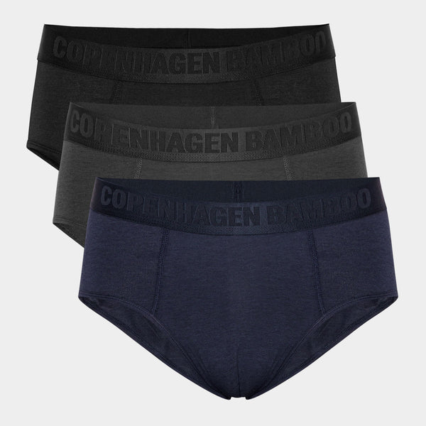 Bamboo men's briefs - 3 pack black - navy - grey