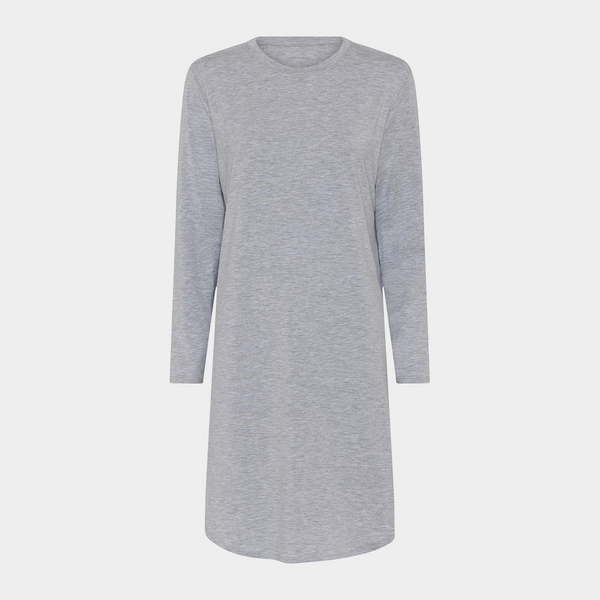 Long-sleeved gray bamboo nightgown