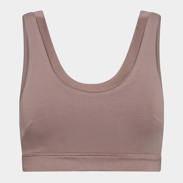 Taupe bamboo bra top with feminine details