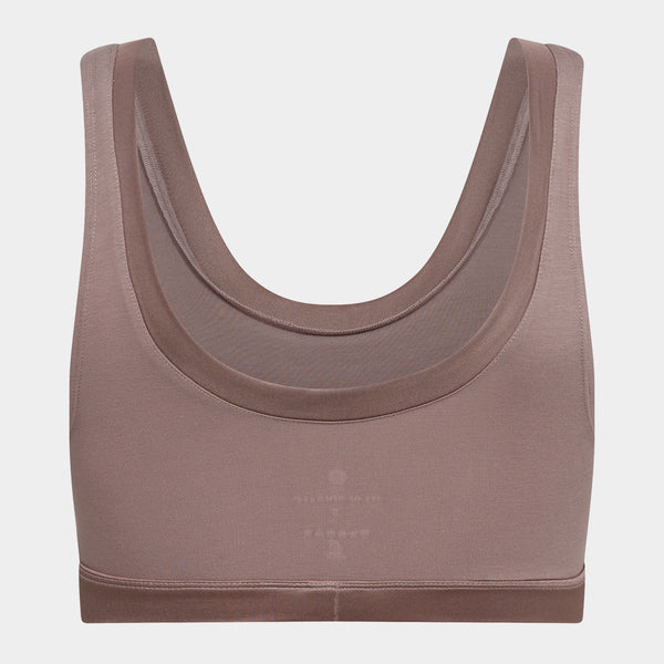Taupe bamboo bra top with feminine details