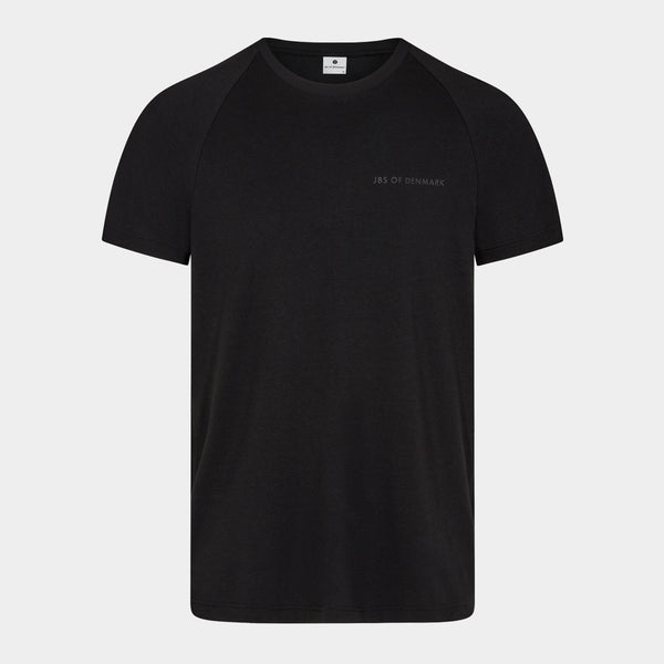 Black crew neck bamboo T-shirt with raglan sleeves