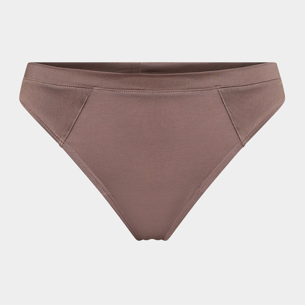 Taupe Bamboo G-string Panties with Feminine Details