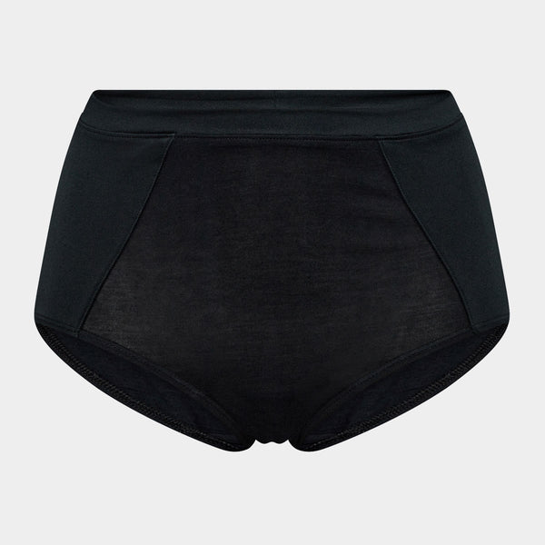 Black Bamboo maxi panties with feminine details