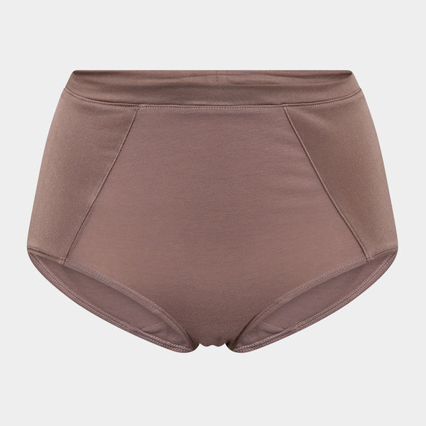 Taupe Bamboo maxi panties with feminine details