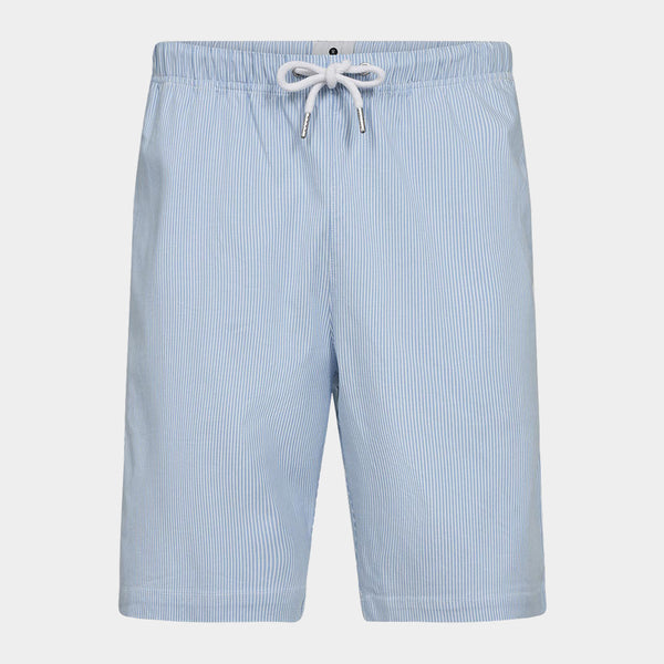 Light blue striped bamboo night shorts
