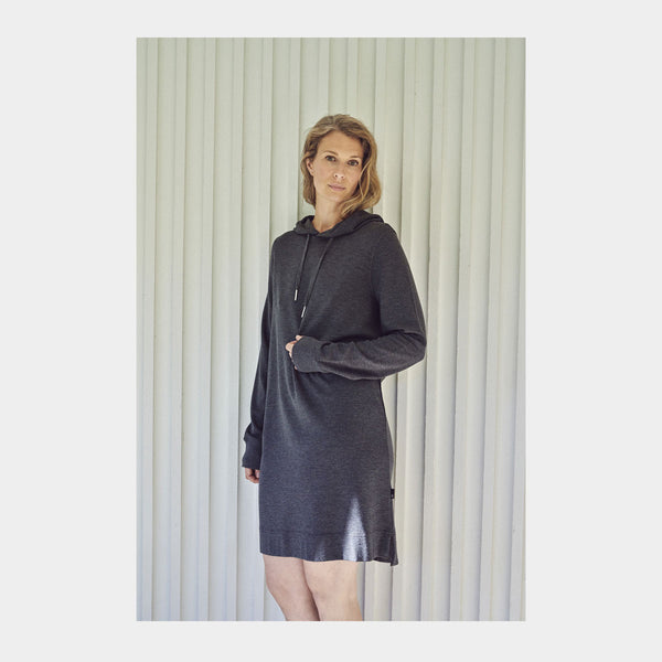 Dark grey bamboo hoodie dress
