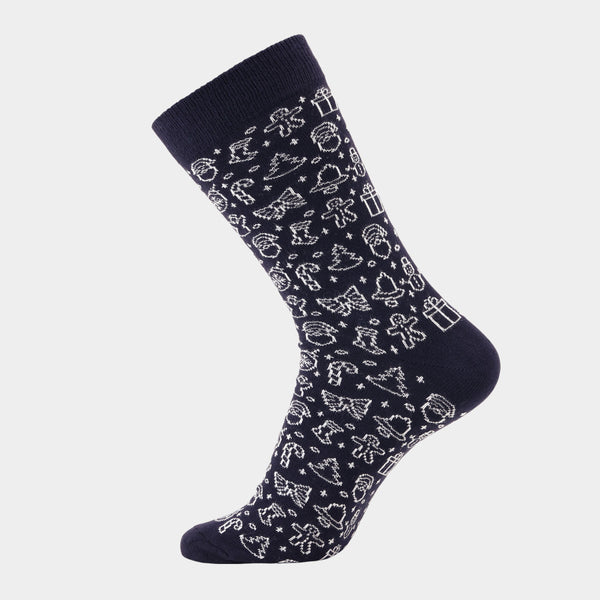 5 pairs of bamboo stockings - Christmas drawings