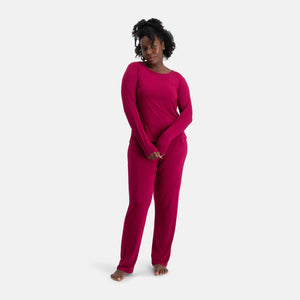 Nina Bordeaux langærmet pyjamassæt fra Bamboo Basics