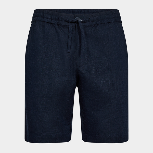 Navy shorts in bamboo and linen