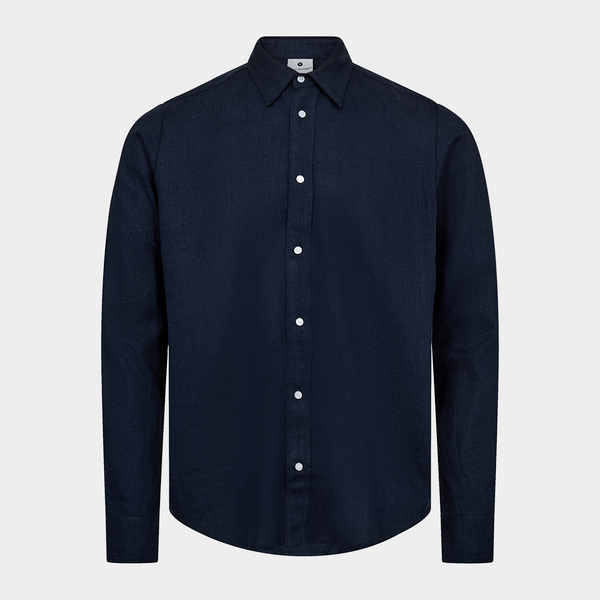 Navy shirt in bamboo and linen