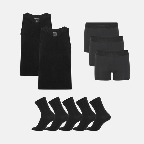 Bamboo Package - Tank Top &amp; Briefs &amp; Socks - Black