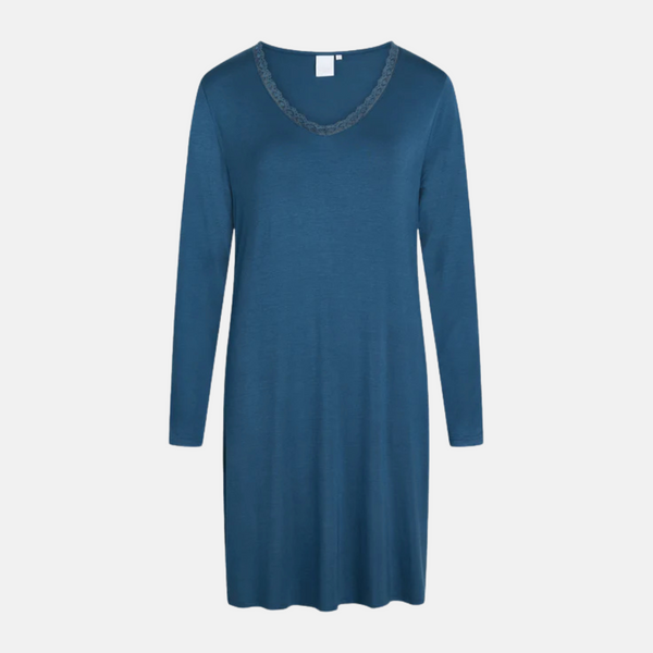 Jacqueline bamboo long sleeve nightgown - dusty blue