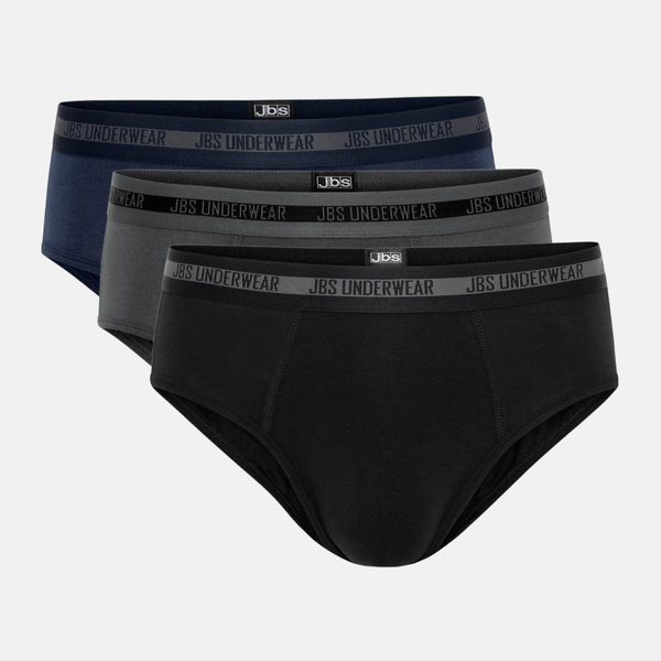 3 pairs of bamboo men's briefs black - gray - navy