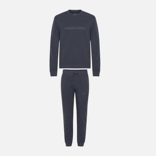 Dark grey bamboo jogging suit with logo