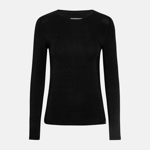 Black long-sleeved bamboo T-shirt