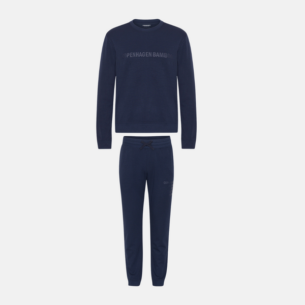 Navy bamboo jogging set with logo