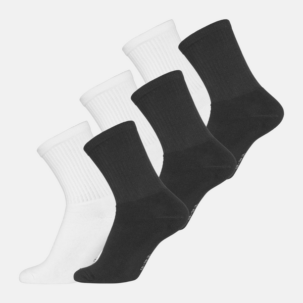 6 Pairs of Bamboo Tennis Socks - Black/White