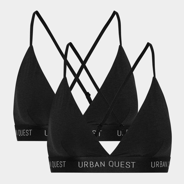 Black bamboo triangle bra with adjustable straps - 2 pack