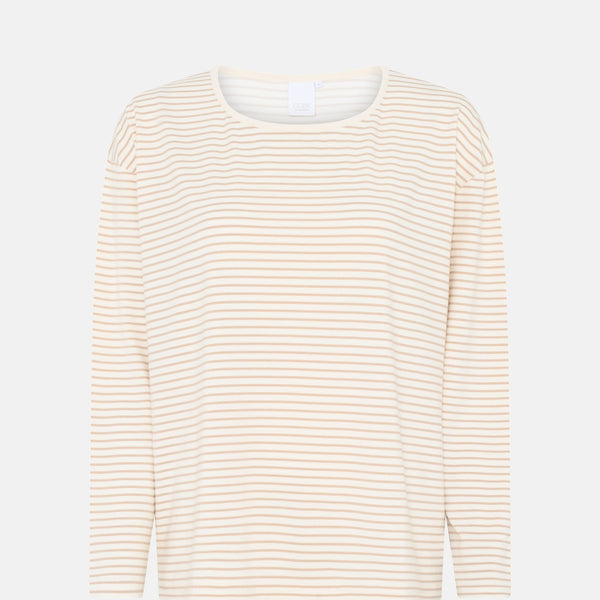 Stribet langærmet bambus T-shirt i sand fra CCDK