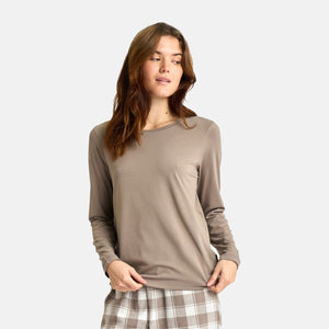 Brun langærmet bambus T-shirt