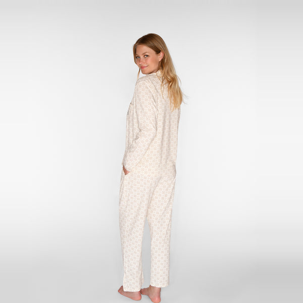 Bambus crop bukser i sand med print fra CCDK