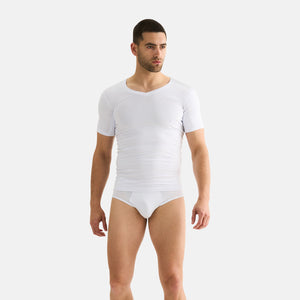 Hvid bambus anti-sved T-shirt med V-hals