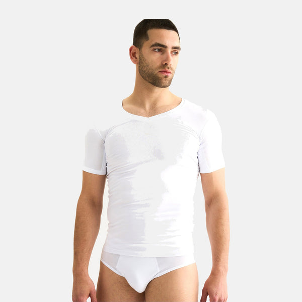 Hvid bambus anti-sved T-shirt med V-hals
