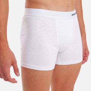 3 pak bambus underbukser i hvid/grå/sort fra Jack & Jones, hvidt par på model forfra