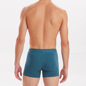 3 pak bambus underbukser i blå/petrol/navy fra Jack & Jones, petrol par på model bagfra