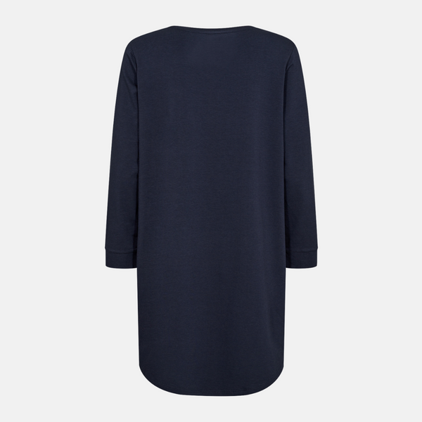 Long-sleeved bamboo T-shirt dress navy