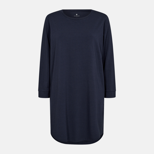 Long-sleeved bamboo T-shirt dress navy