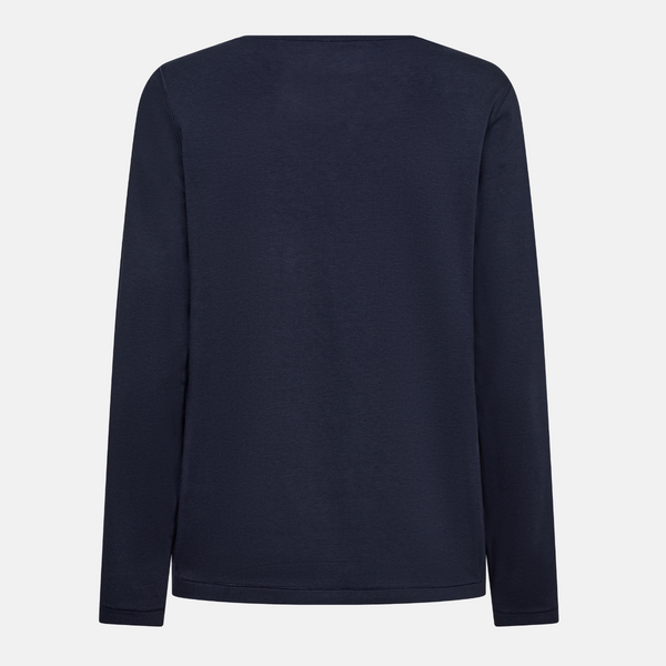 Navy long sleeve bamboo T-shirt with round neck