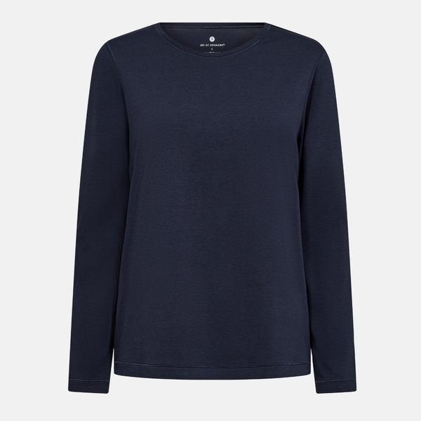 Navy long sleeve bamboo T-shirt with round neck