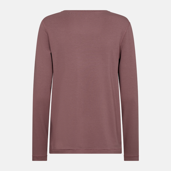 Rose long-sleeved bamboo round neck T-shirt