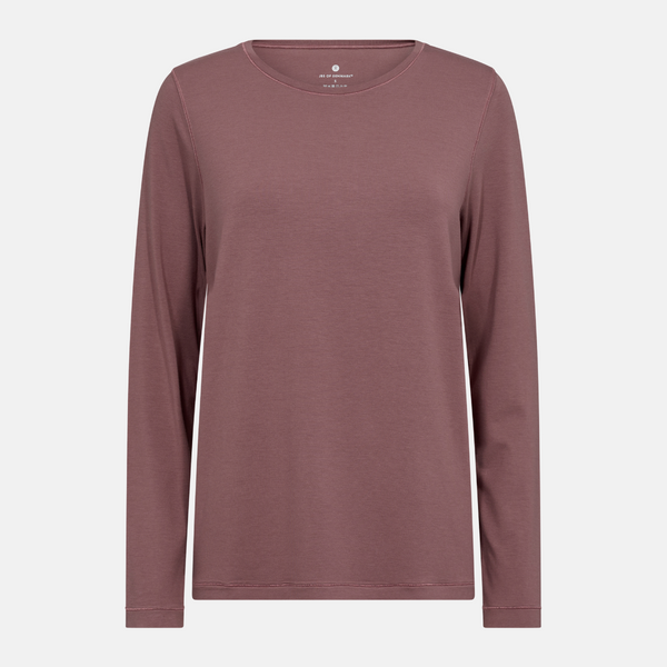 Rose long-sleeved bamboo round neck T-shirt